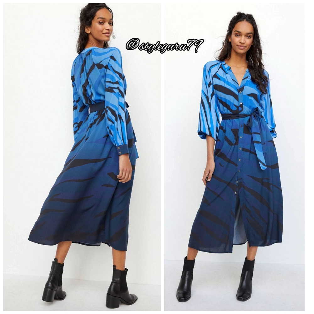 NWT, Anthropologie, Azure Maxi Shirtdress - Picture 2 of 3